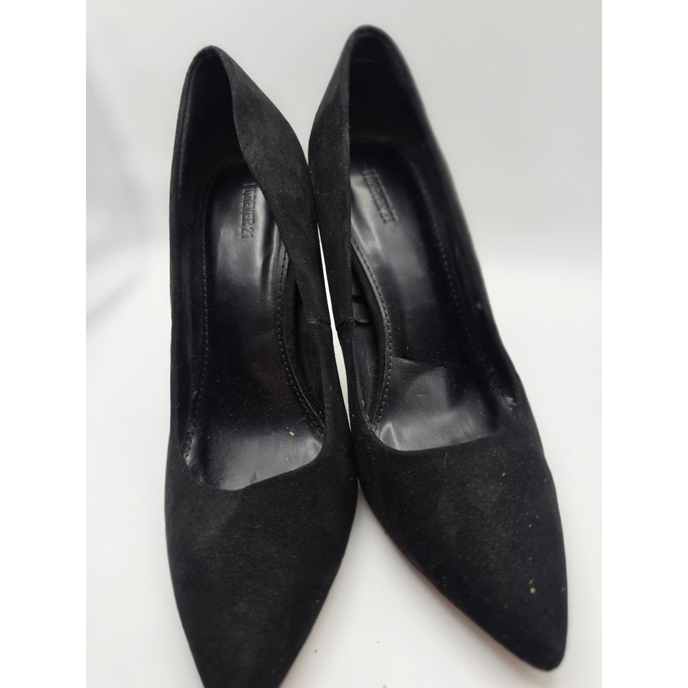 Forever 21 Womens Black Faux Suede Pointed Toe Stiletto Pumps Heels Size 7
